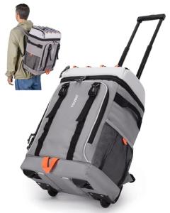 TOURIT 50-Can Rolling Backpack, Double Deck & Dual-Bar Handle Travel Soft Cooler Bag with Wheels, 30L Space Beach Cooler Size 18"(15"+3")×13"×11"