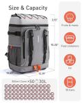 TOURIT 50-Can Rolling Backpack, Double Deck & Dual-Bar Handle Travel Soft Cooler Bag with Wheels, 30L Space Beach Cooler Size 18"(15"+3")×13"×11"