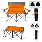 CAMPHILL Camping Set of 4 including Table. Heavy Duty Outdoor Folding Chairs with Cup Holder. Collapsible, Includes One Sofa & Two Single Chairs, Plus Camping Table