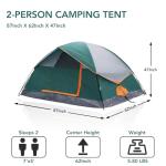 OLIXIS Camping Tent 2 Person, Waterproof Windproof Dome Tent with Multi-Directional Ventilation, Quick 5 Min Setup for Family Outdoor, Backpacking, Hiking, Green