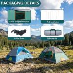 OLIXIS Camping Tent 2 Person, Waterproof Windproof Dome Tent with Multi-Directional Ventilation, Quick 5 Min Setup for Family Outdoor, Backpacking, Hiking, Green