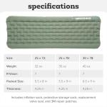 Big Agnes Campmeister Deluxe - Insulated Sleeping Pad, Ultralight Inflatable Mat For Camping, All Season Compact Backpacking And Hiking, 30x78 Extra Wide Long