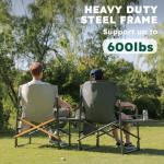 Colegence Oversized Directors Camping Chair Set of 2 Support 600 LBS, Heavy Duty Folding Outdoor Chairs with Detachable Side Pocket and Adjustable Side Table for Outside Beach,Lawn,Fishing (Black)