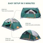 OLIXIS Camping Tent 2 Person, Waterproof Windproof Dome Tent with Multi-Directional Ventilation, Quick 5 Min Setup for Family Outdoor, Backpacking, Hiking, Green