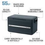 Coleman Snap 'N Go 55-Quart Collapsible Hard Cooler, Portable Hard-Sided Cooler with Waterproof Removable Liner, Space-Saving & Quick Set Up, 64 Hours Cold, Mussel Grey