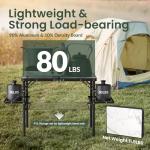 Titanker Folding Camping Table 3ft, Folding Picnic Table, Camp Tables Portable, 50% Extra Side Space, Outdoor Patio Table, RV/Car Camping Essentials, Aluminum Light & Solid