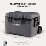 Igloo Trailmate 52 Qt Wheeled Cooler, Carbonite