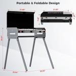 CAMPLUX 2 Burners & 1 Grill Propane Camping Stove, 15,000 BTU Portable Outdoor Propane Camping Grill Burner with Free Standing Legs, Auto-Ignition Gas Stove with Regulator, Black