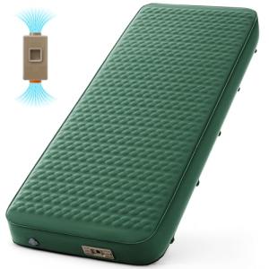 Self Inflating Sleeping Pad with Electric Pump 4 Inch Ultra Thick Memory Foam Sleeping Pad for Camping All Season Single Size Portable Automatic Inflatable Camping Mattress for Travel, Tent (Green)