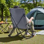 Rocking Camping Chair for Adult, Oversize Folding High-Back Rocker with Side Pocket/Cup Holder/Foot Rest, Portable Outdoor Recliner Chair for Patio, Lawn&Porch, 330 lbs Capacity (Green+Grey)