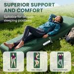 Self Inflating Sleeping Pad with Electric Pump 4 Inch Ultra Thick Memory Foam Sleeping Pad for Camping All Season Single Size Portable Automatic Inflatable Camping Mattress for Travel, Tent (Green)