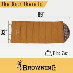 Browning Camping Enterprise -20° Degree Sleeping Bag – Hooded Rectangular Cold Weather Canvas Sleeping Bag with Flannel Liner, PolyLoft Insulation & Roll-Up Straps for Winter Camping