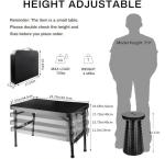 KPR Retractable Small Folding Table and Stool Set, Portable Camping Foldable Table Lightweight Yet More Sturdy with Adjustable Stool for Outdoor Picnic, Beach, Camp, Also Ideal as Laptop Bed Desk