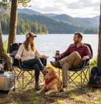 FAIR WIND Oversized Padded Camping Chair Heavy Duty Quad Fold Arm Chair Portable for Outdoor - Support 450LBS, Black