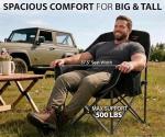FAIR WIND Oversized Padded Camping Chair Heavy Duty Quad Fold Arm Chair Portable for Outdoor - Support 450LBS, Black
