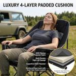 FAIR WIND Oversized Padded Camping Chair Heavy Duty Quad Fold Arm Chair Portable for Outdoor - Support 450LBS, Black