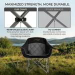 FAIR WIND Oversized Padded Camping Chair Heavy Duty Quad Fold Arm Chair Portable for Outdoor - Support 450LBS, Black