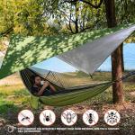 Camping Hammock with Rain Fly Tarp and Mosquito Net with Tree Straps，1/2 Person Portable Hammocks with Rain Cover for Indoor Outdoor Backpacking Hiking Travel Yard Activities Green