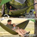 Camping Hammock with Rain Fly Tarp and Mosquito Net with Tree Straps，1/2 Person Portable Hammocks with Rain Cover for Indoor Outdoor Backpacking Hiking Travel Yard Activities Green
