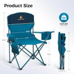 ALPHA CAMP Camping Chairs 2 Pack, Heavy Duty Folding Chair with 3-Can Cooler Bag, Portable Outdoor Chair with Side Pocket & Cup Holder for Adults, Collapsible for Tailgating, Beach, Fishing,Blue