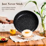 Kitchen Academy Detachable Handle Induction Cookware Sets - 10 Piece Non-stick Cooking Pots and Pans, Black Granite Stackable RV Cookware for Camp