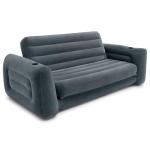 Intex Inflatable Pull-Out Sofa: Velvety Surface, 2-in-1 Valve, Cupholder, 46" x 88" x 26" - Blow-Up Couch and Folding Queen Size Air Mattress Bed