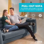 Intex Inflatable Pull-Out Sofa: Velvety Surface, 2-in-1 Valve, Cupholder, 46" x 88" x 26" - Blow-Up Couch and Folding Queen Size Air Mattress Bed