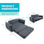 Intex Inflatable Pull-Out Sofa: Velvety Surface, 2-in-1 Valve, Cupholder, 46" x 88" x 26" - Blow-Up Couch and Folding Queen Size Air Mattress Bed