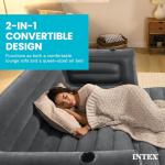 Intex Inflatable Pull-Out Sofa: Velvety Surface, 2-in-1 Valve, Cupholder, 46" x 88" x 26" - Blow-Up Couch and Folding Queen Size Air Mattress Bed