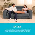 Intex Inflatable Pull-Out Sofa: Velvety Surface, 2-in-1 Valve, Cupholder, 46" x 88" x 26" - Blow-Up Couch and Folding Queen Size Air Mattress Bed