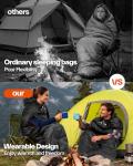 Sportneer Wearable Sleeping Bag for Adults & Kids – Walkable with Arm Zippers, 4 Season Lightweight Portable, Compact for Camping, Hiking, Backpacking, Travel & Outdoor Events