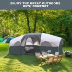 CAMPROS CP Tent 8 Person Camping Tents, Weather Resistant Family Tent, 5 Large Mesh Windows, Double Layer, Divided Curtain for Separated Room, Portable with Carry Bag - Gray