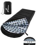 Sportneer 0 Degree Sleeping Bag for Cold Weather, XL Winter Sleeping Bag for Adults, Flannel Lined Camping Sleeping Bag, 32°F–59°F Rated, 87" x 33.5", 4.4 lbs, Detachable Hood, Compression Sack