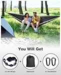 MOSFiATA Camping Hammock, Heavy Duty up to 700lbs with 2 Tree Straps and Attached Carry Bag Portable Outdoor Hammock for Backpacking Hiking Travel,Beach（Black Grey
