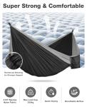 MOSFiATA Camping Hammock, Heavy Duty up to 700lbs with 2 Tree Straps and Attached Carry Bag Portable Outdoor Hammock for Backpacking Hiking Travel,Beach（Black Grey