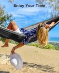 MOSFiATA Camping Hammock, Heavy Duty up to 700lbs with 2 Tree Straps and Attached Carry Bag Portable Outdoor Hammock for Backpacking Hiking Travel,Beach（Black Grey