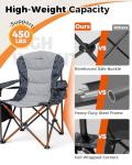KingCamp Oversized Camping Folding Chair, Heavy Duty 450 LBS with Lumbar Support, Padded seat with Cup Holder&Cooler Bag, Ideal for Camp, Fishing, Sports Event, Backyard, Patio, Lawn (Lava Grey)