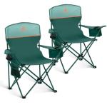 LET'S CAMP Camping Chair 2 Pack Folding Chair with 3-Can Cooler Bag Portable Lawn Chair with Cup Holder,Storage Pocket, Supports 225LBS, Collapsible Chair for Camp, Beach, Picnic (Green)