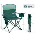 LET'S CAMP Camping Chair 2 Pack Folding Chair with 3-Can Cooler Bag Portable Lawn Chair with Cup Holder,Storage Pocket, Supports 225LBS, Collapsible Chair for Camp, Beach, Picnic (Green)