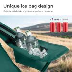 LET'S CAMP Camping Chair 2 Pack Folding Chair with 3-Can Cooler Bag Portable Lawn Chair with Cup Holder,Storage Pocket, Supports 225LBS, Collapsible Chair for Camp, Beach, Picnic (Green)