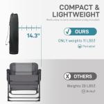 EVER ADVANCED Reclining Camping Chairs for Adult Lightweight, Folding Recliner Chair with Adjustable Back, 4-Level Lounge Chairs, Portable Lawn Chairs for Patio Balcony, Supports 350lbs Grey