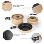 Odoland 15pcs Camping Cookware Mess Kit, Non-Stick Lightweight Pot Pan Kettle Set with Stainless Steel Cups Plates Forks Knives Spoons for Camping, Backpacking, Outdoor Cooking and Picnic