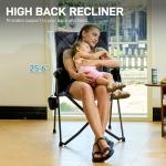 EVER ADVANCED Reclining Camping Chairs for Adult Lightweight, Folding Recliner Chair with Adjustable Back, 4-Level Lounge Chairs, Portable Lawn Chairs for Patio Balcony, Supports 350lbs Grey