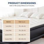 Simple Deluxe Queen Camping Air Mattress with Built-in Electric High-Speed Pump, 18" Tall Portable Foldable Waterproof Inflatable Camping Airbed with Carrying Bag for Home Guests & Travel