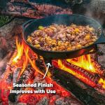 Coghlan's Cast Iron Skillet – 12-Inch Pre-Seasoned Frying Pan with Dual Pour Spouts & Helper Handle for Campfire Cooking, Stove, Grill, or Oven – Durable Outdoor Cookware