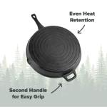 Coghlan's Cast Iron Skillet – 12-Inch Pre-Seasoned Frying Pan with Dual Pour Spouts & Helper Handle for Campfire Cooking, Stove, Grill, or Oven – Durable Outdoor Cookware