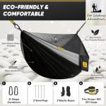 Camping Hammock with Mosquito Net, 600 lbs Portable Hammock with Tree Straps, 2-in-1 Double/Single Travel Hammock Tent for Outside/Indoor/Backpacking/Beach - Black & Grey