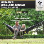 Camping Hammock with Mosquito Net, 600 lbs Portable Hammock with Tree Straps, 2-in-1 Double/Single Travel Hammock Tent for Outside/Indoor/Backpacking/Beach - Black & Grey