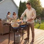 VEVOR 2 Burner Outdoor Propane Gas Stove, 150,000 BTU Propane LPG Gas Camping Stove, Heavy Duty Carbon Steel Outdoor Cooker, with Shield & Tall Stand & PSI Regulator, for BBQ Camp Home Patio Backyard