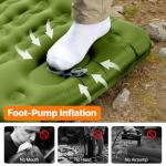 OGERY Sleeping Pad, Ultralight Inflating Sleeping Pad for Camping with Pillow Built-in Foot Pump, 6" Extra-Thick Reinforced Camping Pad for Hiking, Backpacking, Tent, Single,Green